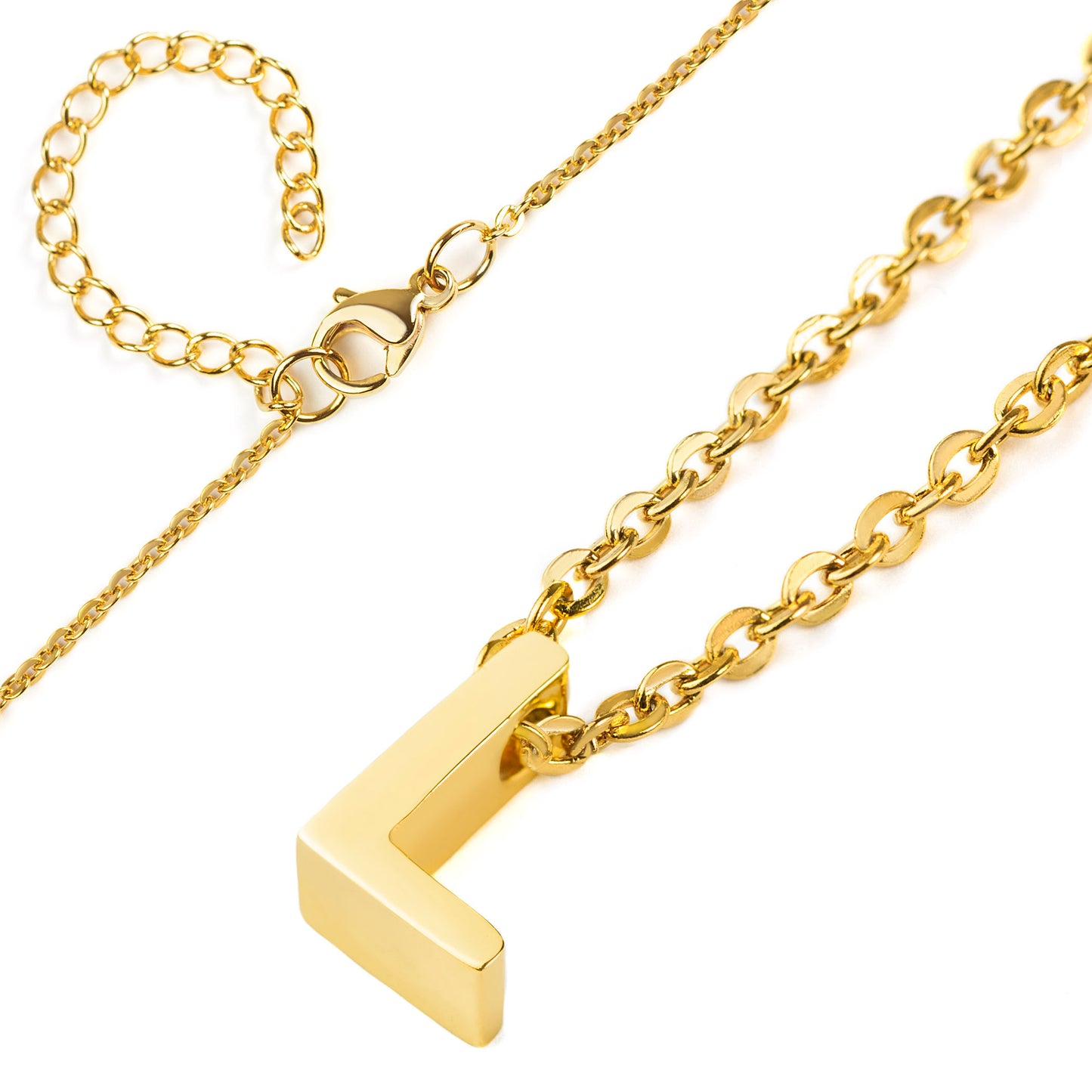 ELYA Women's Polished 18k Gold Overlay Initial Steel Necklace