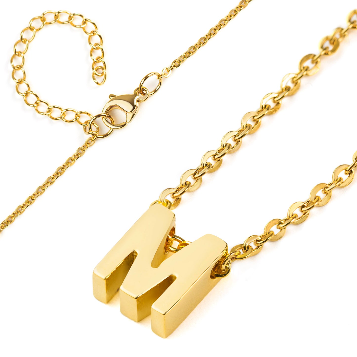 ELYA Women's Polished 18k Gold Overlay Initial Steel Necklace