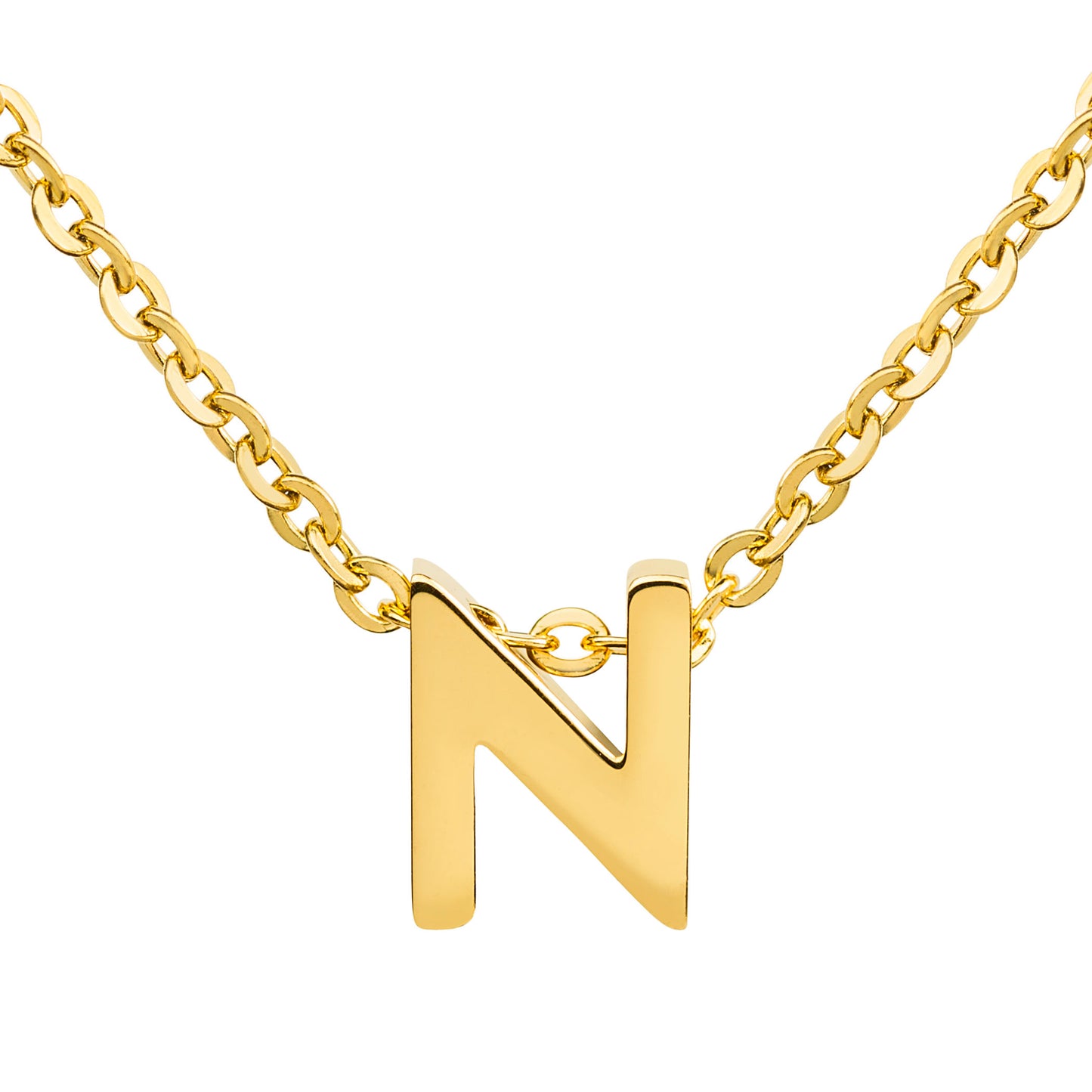 ELYA Women's Polished 18k Gold Overlay Initial Steel Necklace
