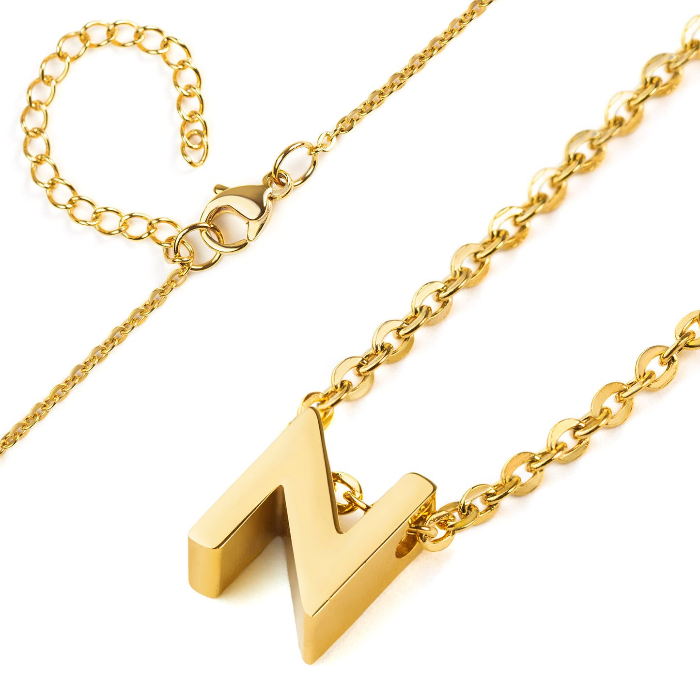 ELYA Women's Polished 18k Gold Overlay Initial Steel Necklace