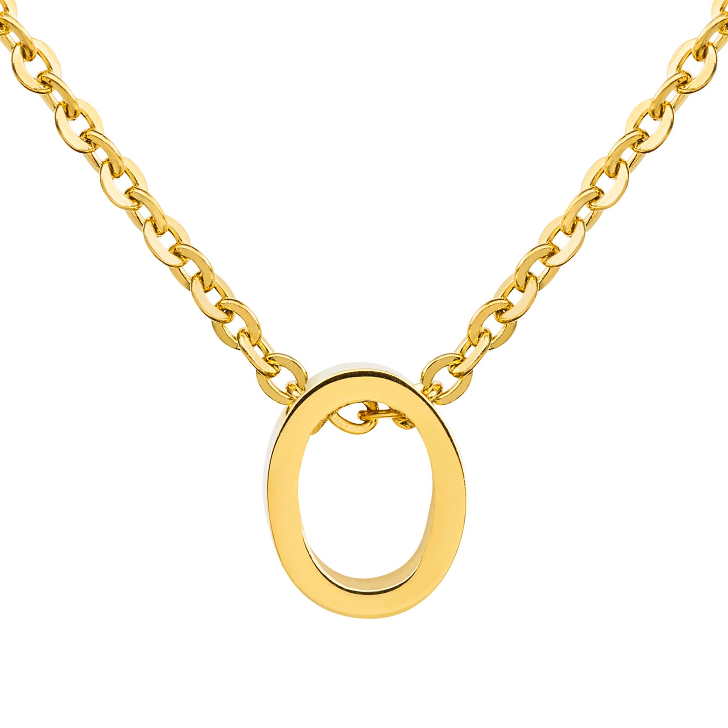 ELYA Women's Polished 18k Gold Overlay Initial Steel Necklace