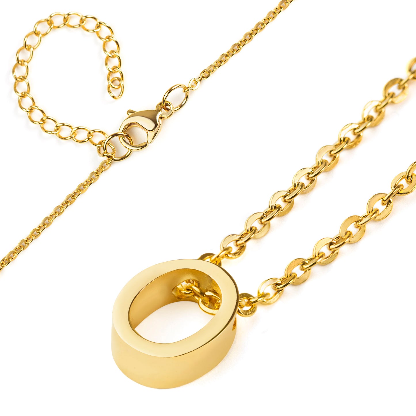 ELYA Women's Polished 18k Gold Overlay Initial Steel Necklace