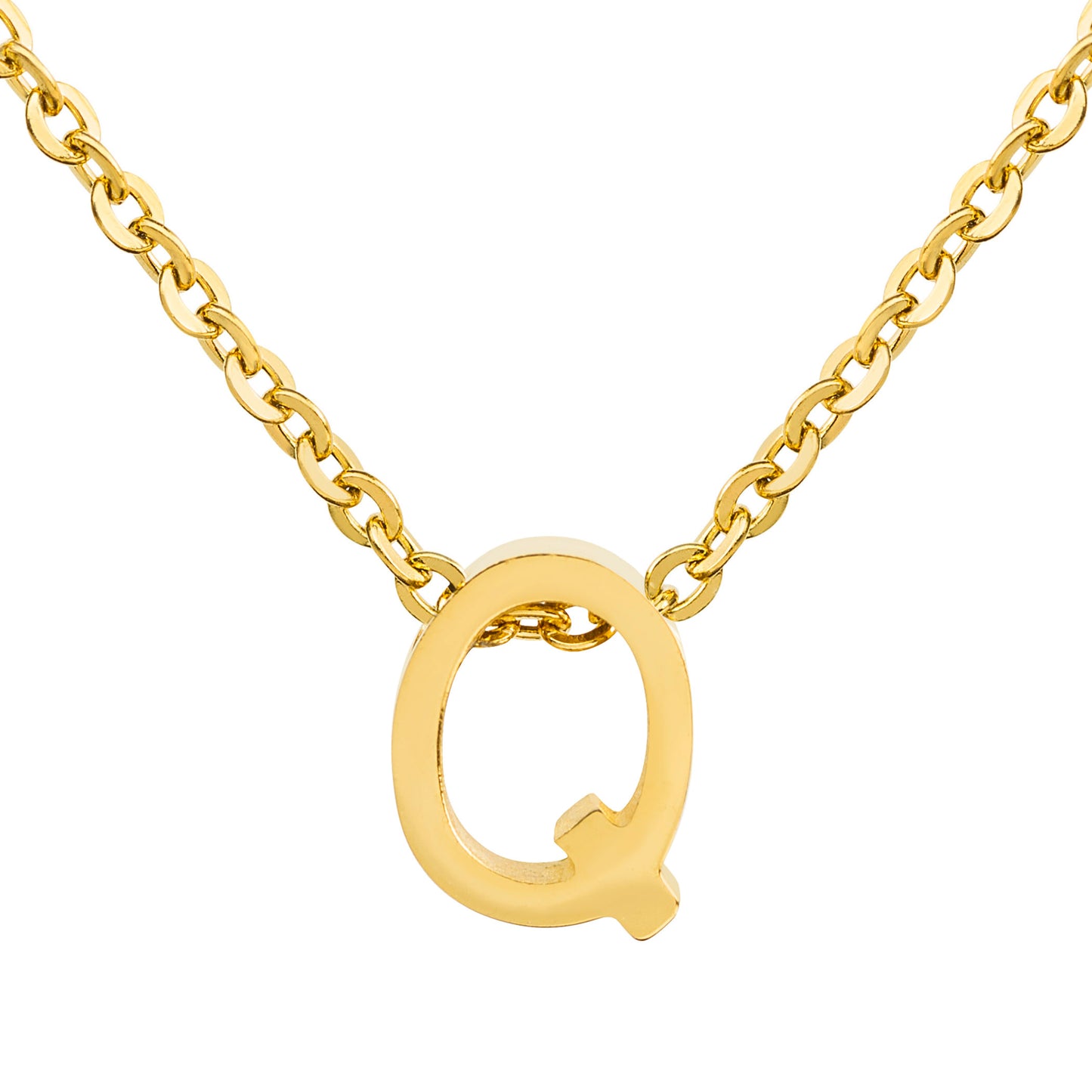 ELYA Women's Polished 18k Gold Overlay Initial Steel Necklace