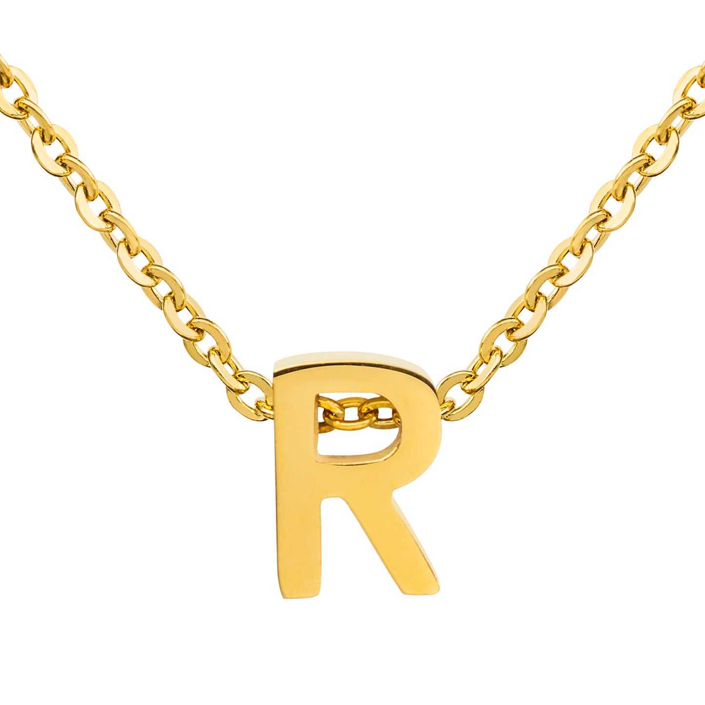 ELYA Women's Polished 18k Gold Overlay Initial Steel Necklace