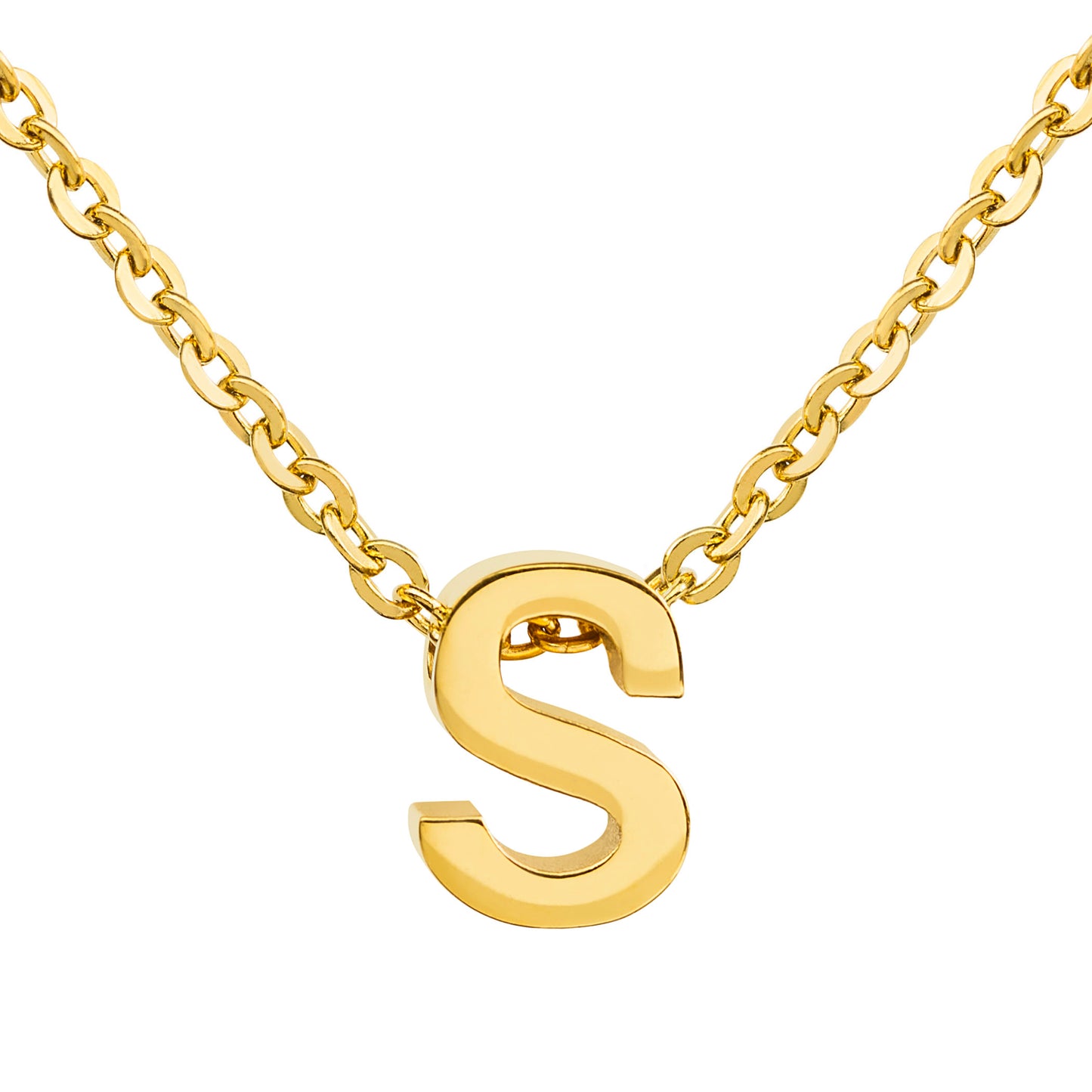 ELYA Women's Polished 18k Gold Overlay Initial Steel Necklace