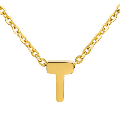 ELYA Women's Polished 18k Gold Overlay Initial Steel Necklace