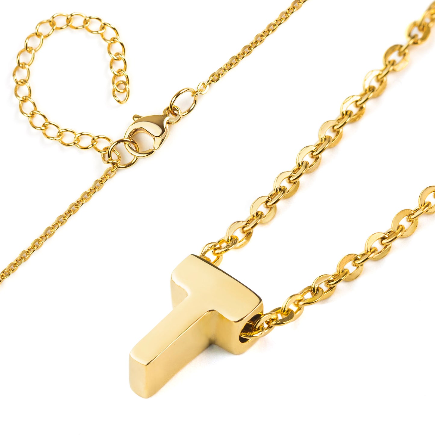 ELYA Women's Polished 18k Gold Overlay Initial Steel Necklace