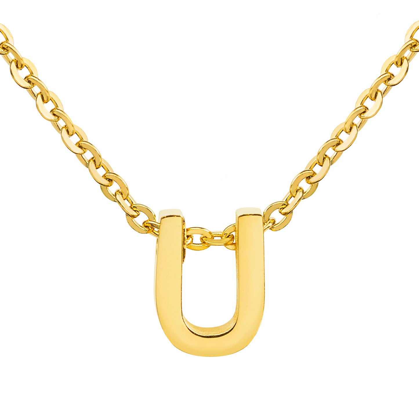 ELYA Women's Polished 18k Gold Overlay Initial Steel Necklace