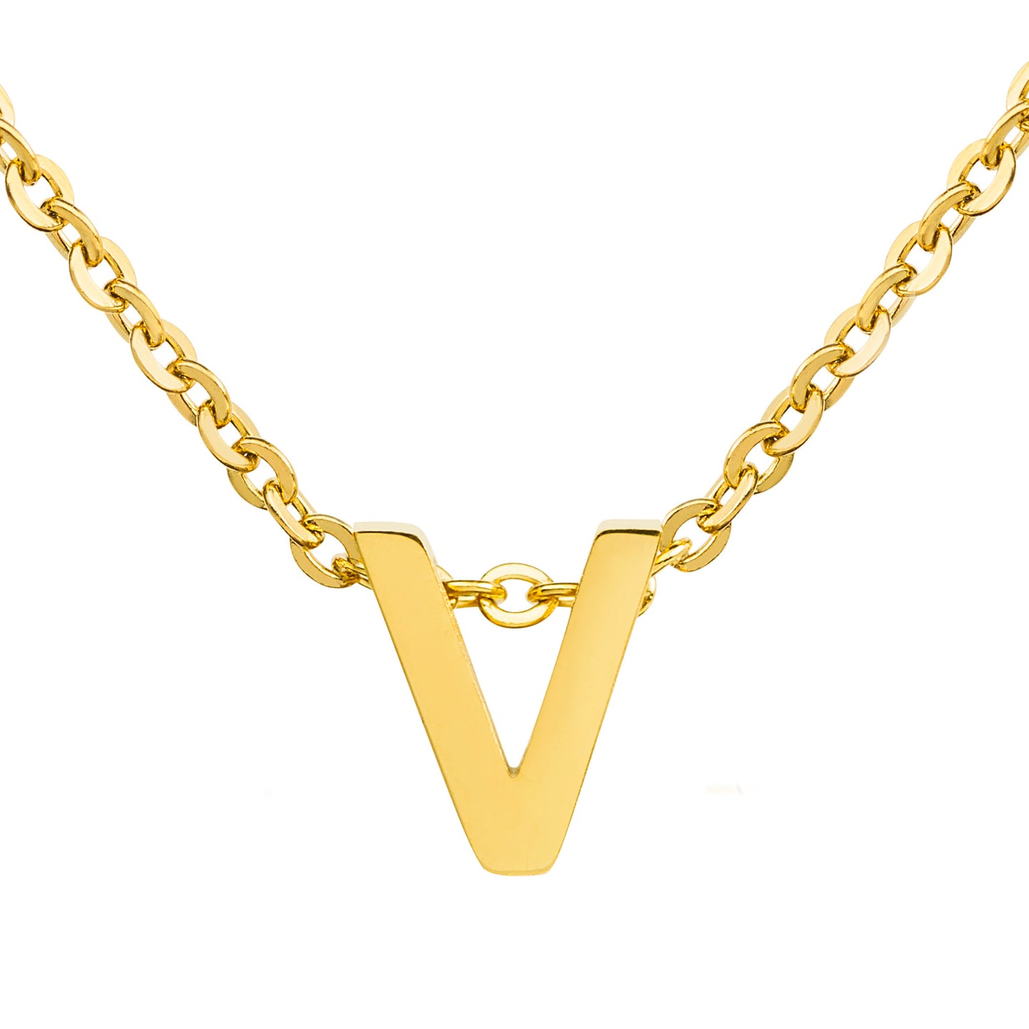 ELYA Women's Polished 18k Gold Overlay Initial Steel Necklace