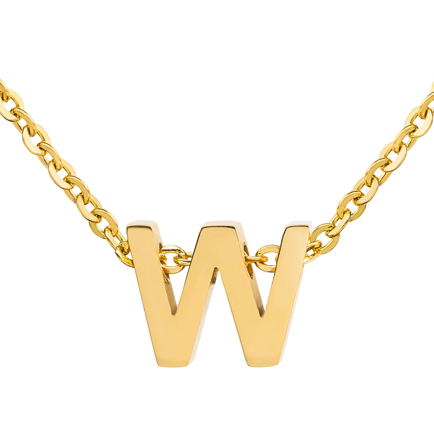 ELYA Women's Polished 18k Gold Overlay Initial Steel Necklace