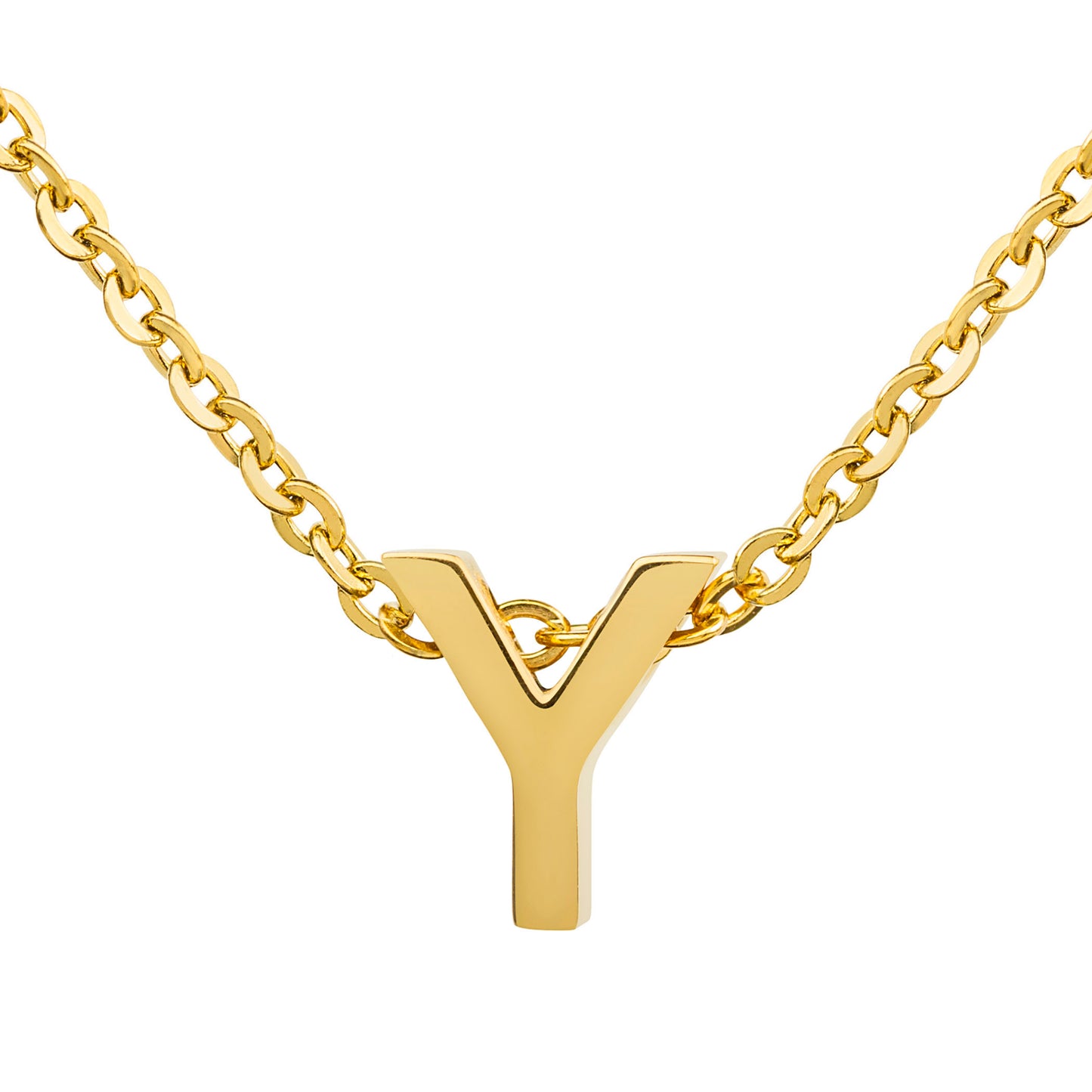 ELYA Women's Polished 18k Gold Overlay Initial Steel Necklace