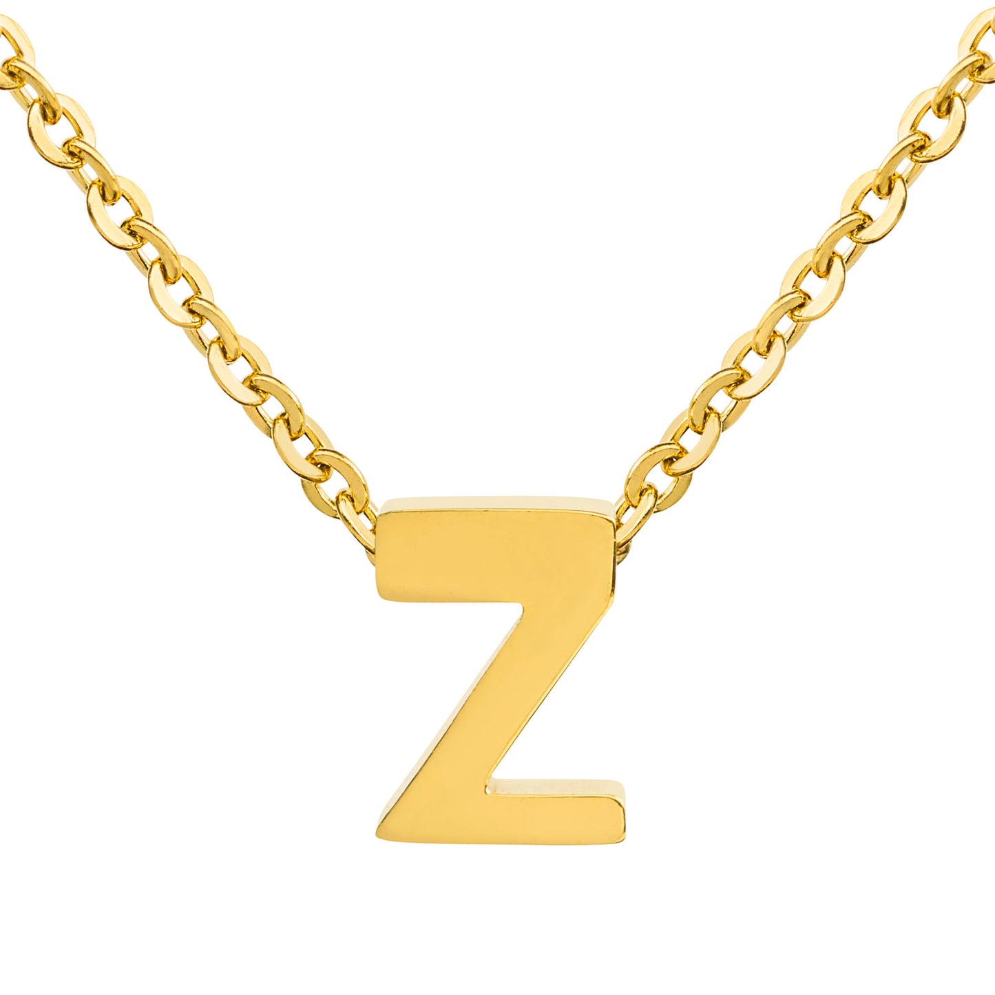 ELYA Women's Polished 18k Gold Overlay Initial Steel Necklace
