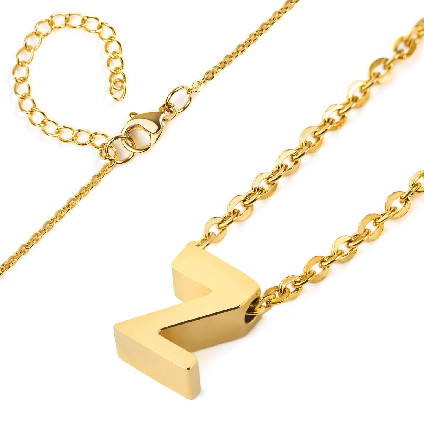 ELYA Women's Polished 18k Gold Overlay Initial Steel Necklace