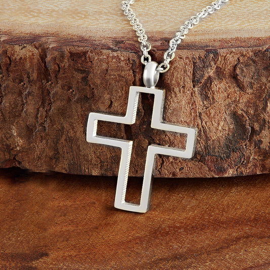 ELYA Women's Polished Open Cross Stainless Steel Necklace