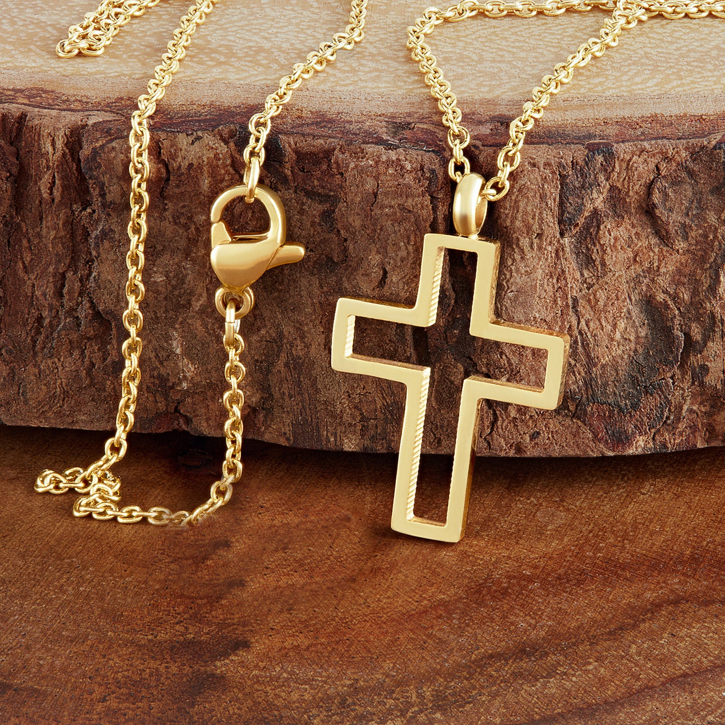 ELYA Women's Polished Open Cross Stainless Steel Necklace