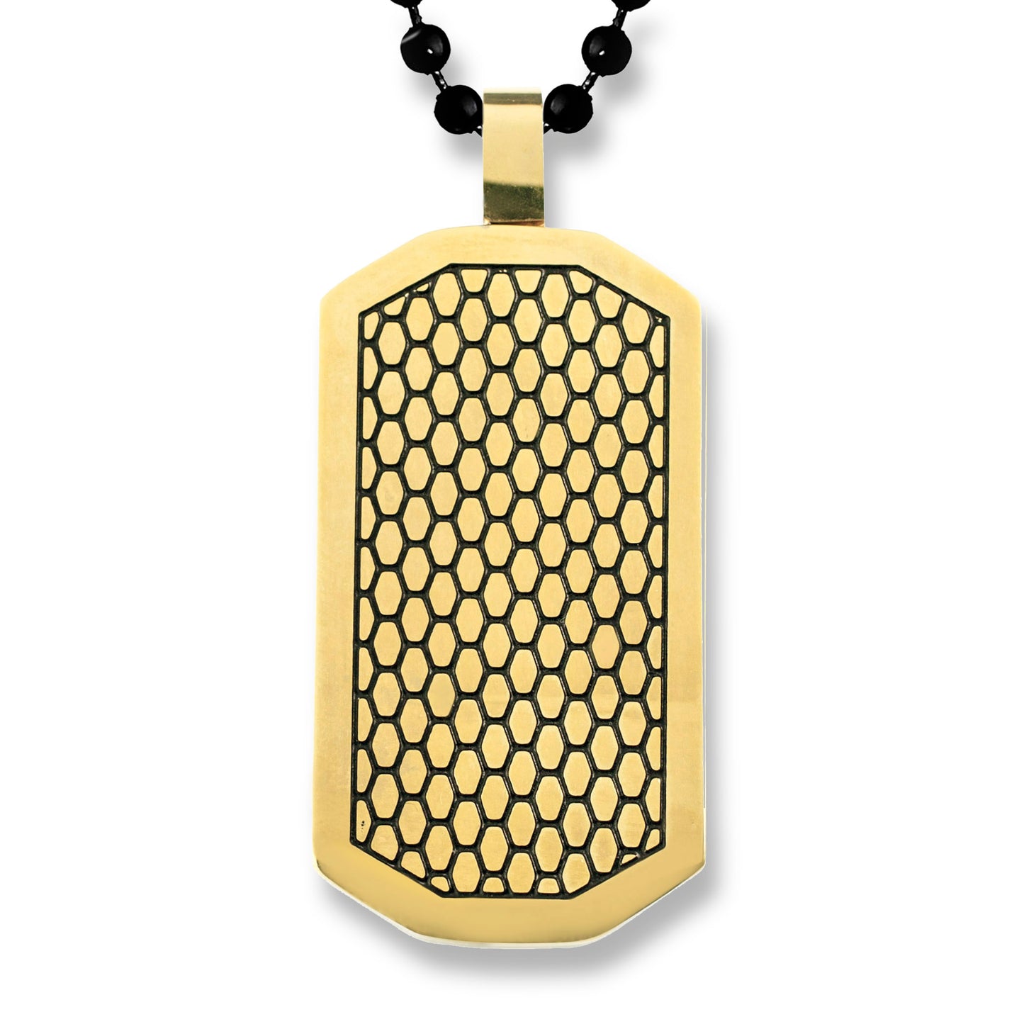 Men's Textured Dog Tag Gold Plated Two-Tone Steel Necklace - 24"