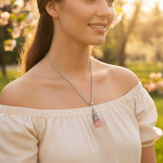 ELYA Women's Cat's Eye Teardrop Stainless Steel Necklace