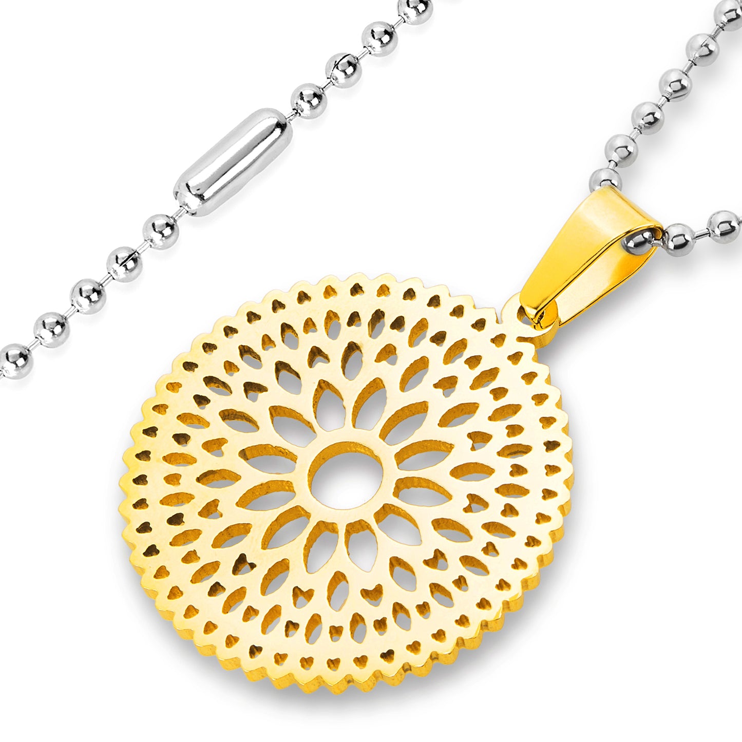 ELYA Women's Polished Floral Gold Plated Steel Necklace