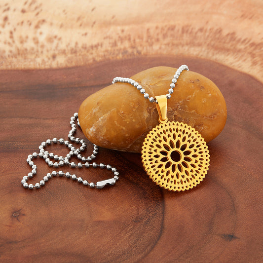 ELYA Women's Polished Floral Gold Plated Steel Necklace