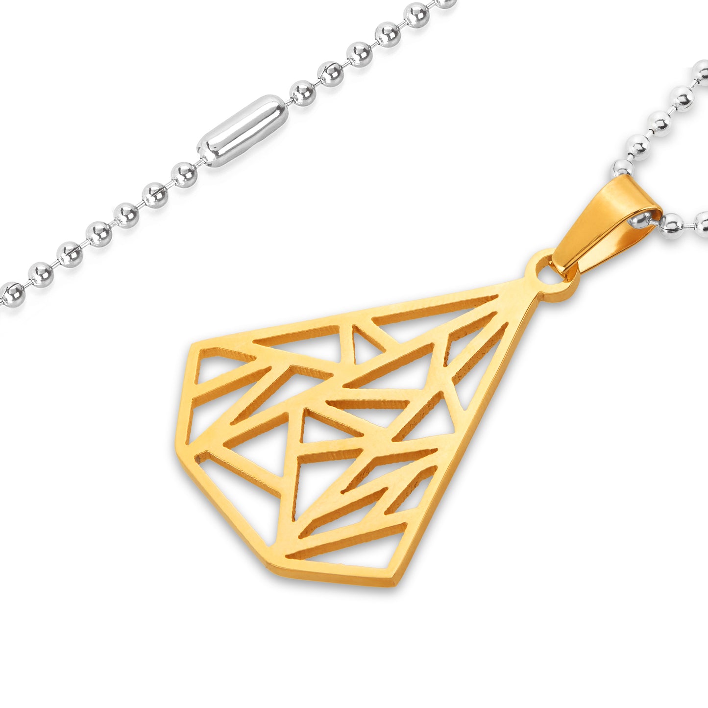 ELYA Women's Geometric Diamond-Shape Gold Plated Steel Necklace