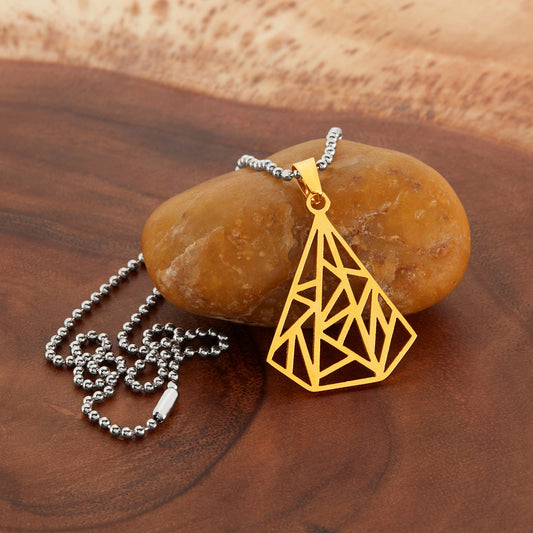 ELYA Women's Geometric Diamond-Shape Gold Plated Steel Necklace