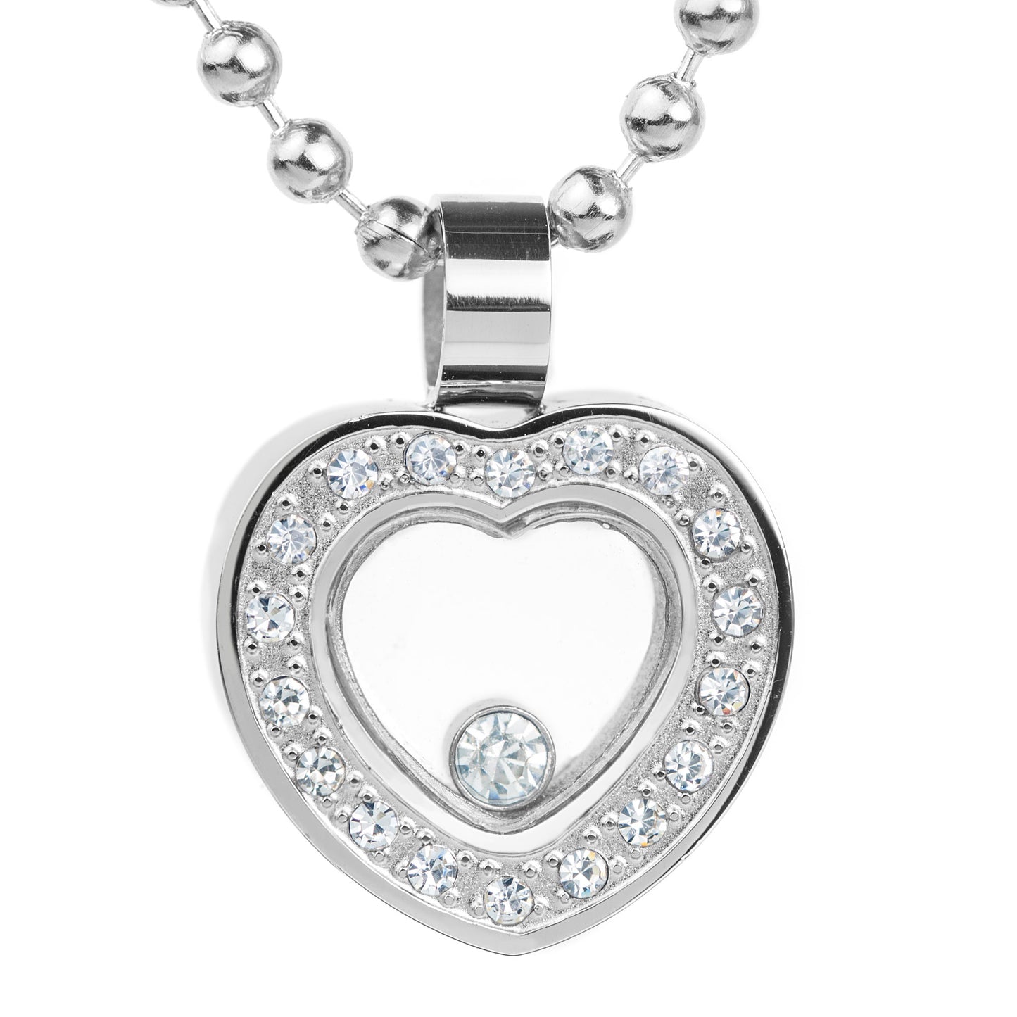 Women's Cubic Zirconia Heart Stainless Steel Pendant Necklace - 24"