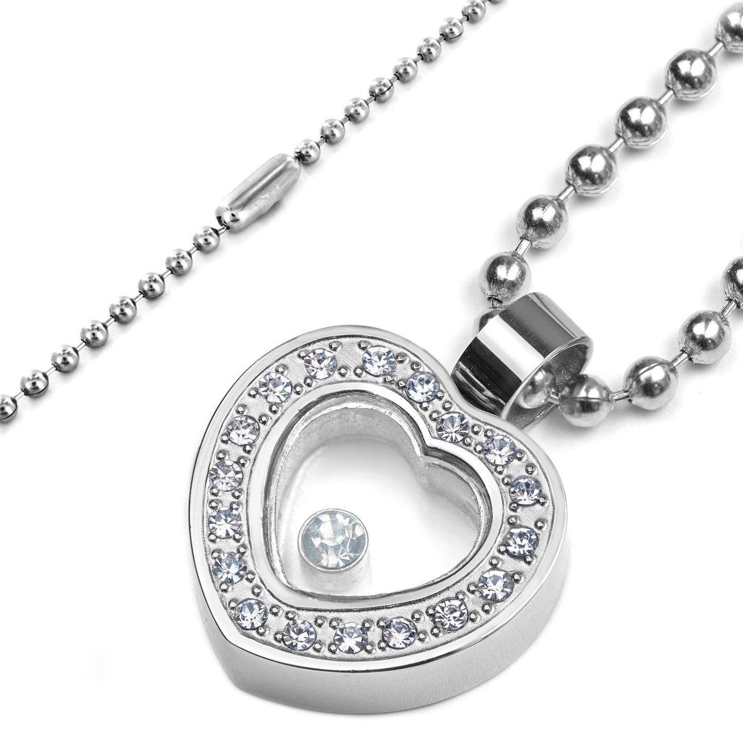 Women's Cubic Zirconia Heart Stainless Steel Pendant Necklace - 24"