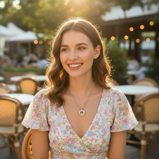 Women's Cubic Zirconia Heart Stainless Steel Pendant Necklace - 24"