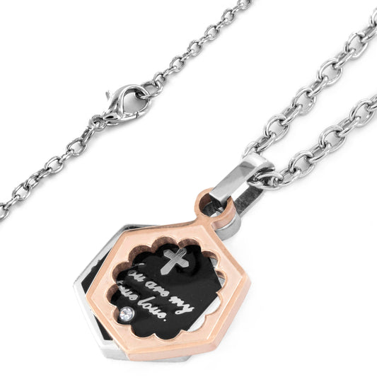 Women's Inspirational Rose Gold Plated Stainless Steel Necklace - 19"