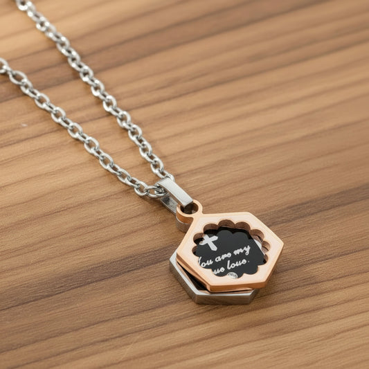 Women's Inspirational Rose Gold Plated Stainless Steel Necklace - 19"