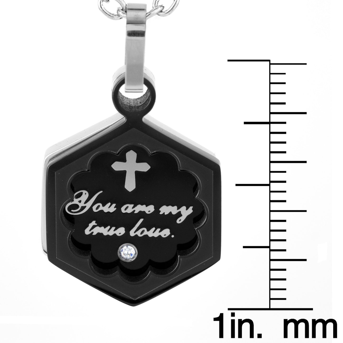 Women's Inspirational Black Plated Stainless Steel Necklace - 19"
