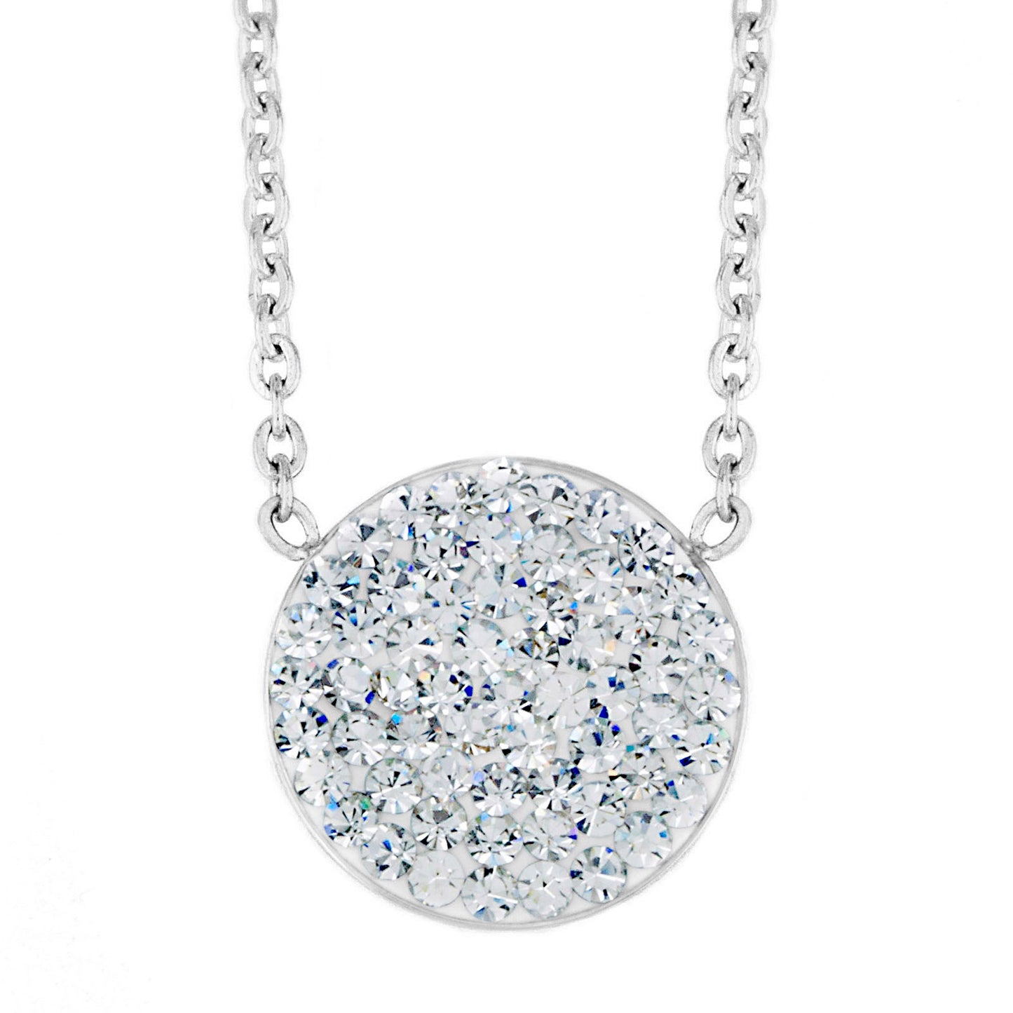 ELYA Women's Crystal Encrusted Disc Stainless Steel Necklace - 16"