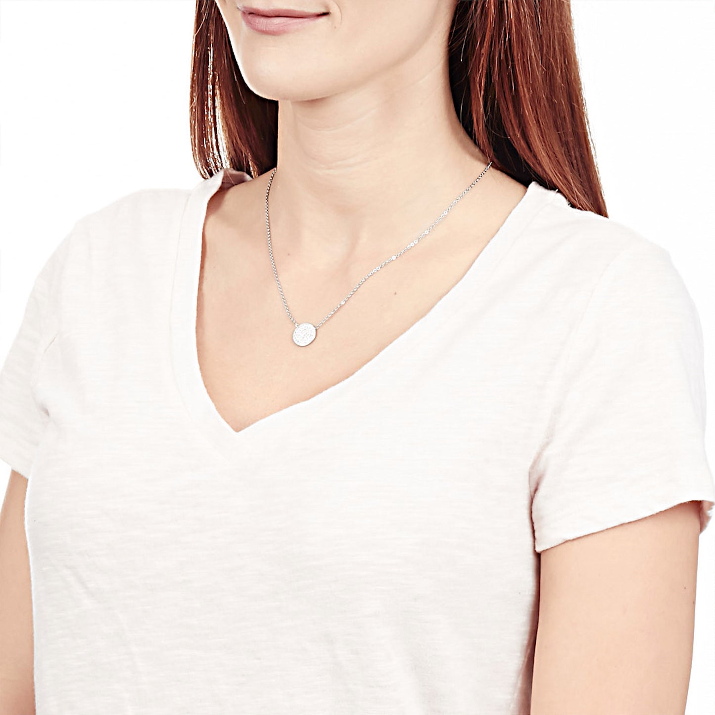 ELYA Women's Crystal Encrusted Disc Stainless Steel Necklace - 16"