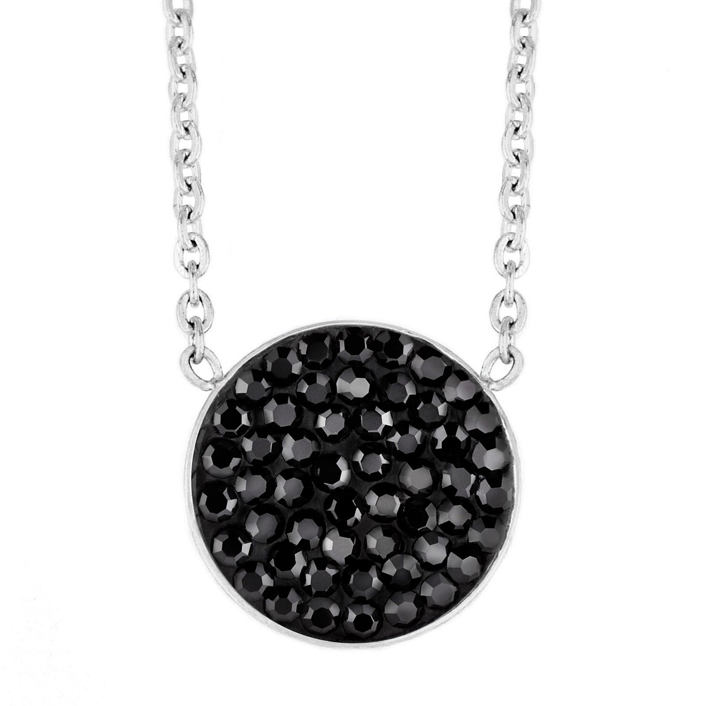ELYA Women's Crystal Encrusted Disc Stainless Steel Necklace - 16"