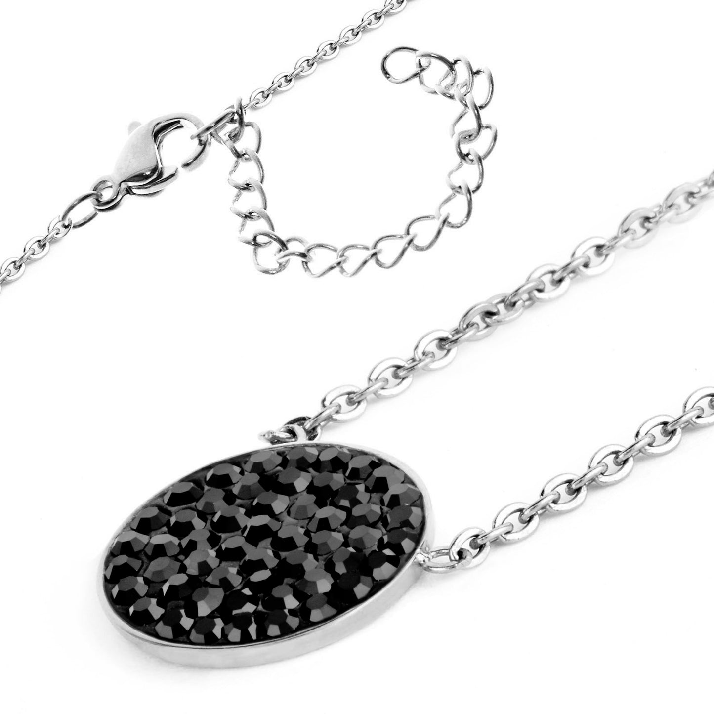 ELYA Women's Crystal Encrusted Disc Stainless Steel Necklace - 16"