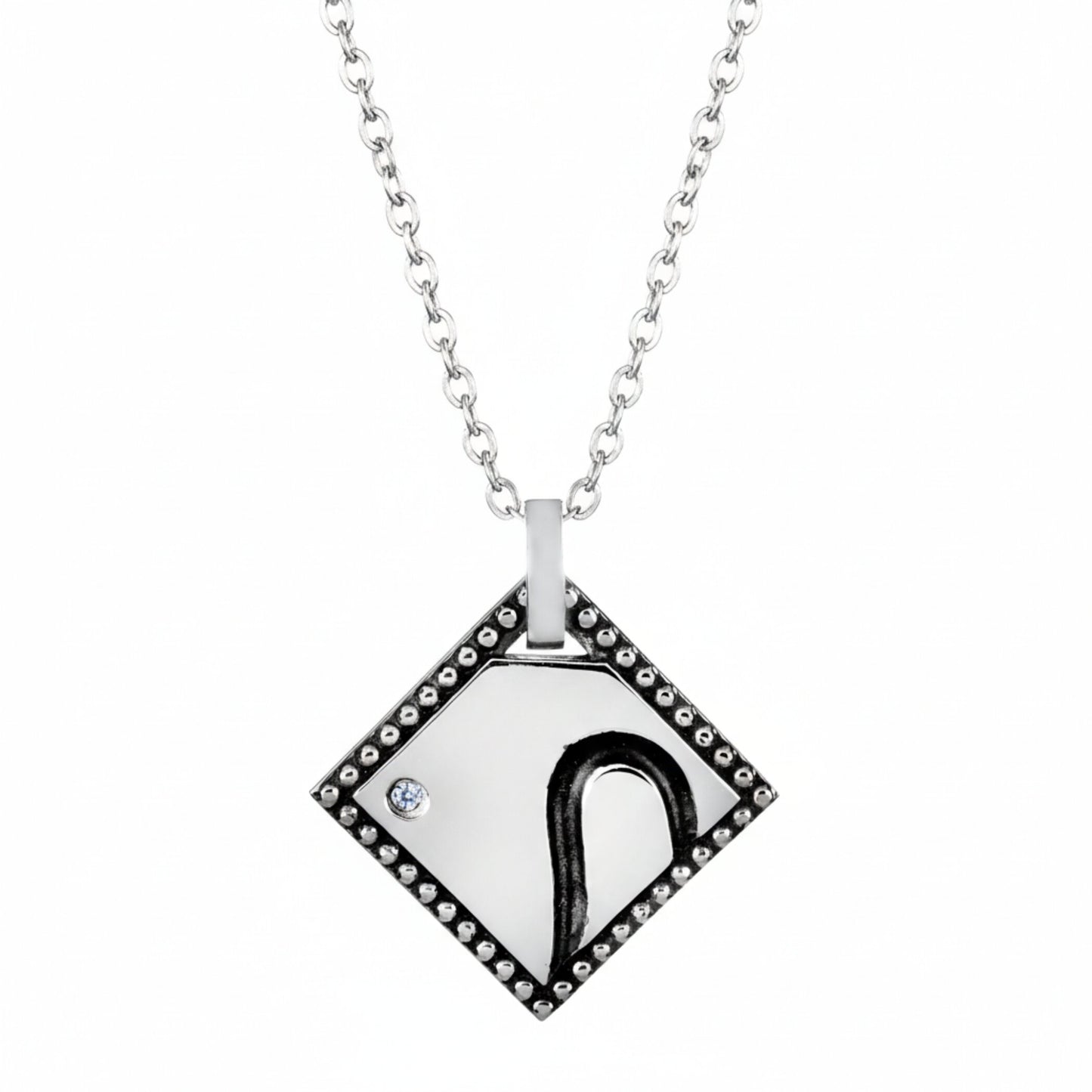 Women's Cubic Zirconia Half Heart Best Friend Stainless Steel Necklace - 18"