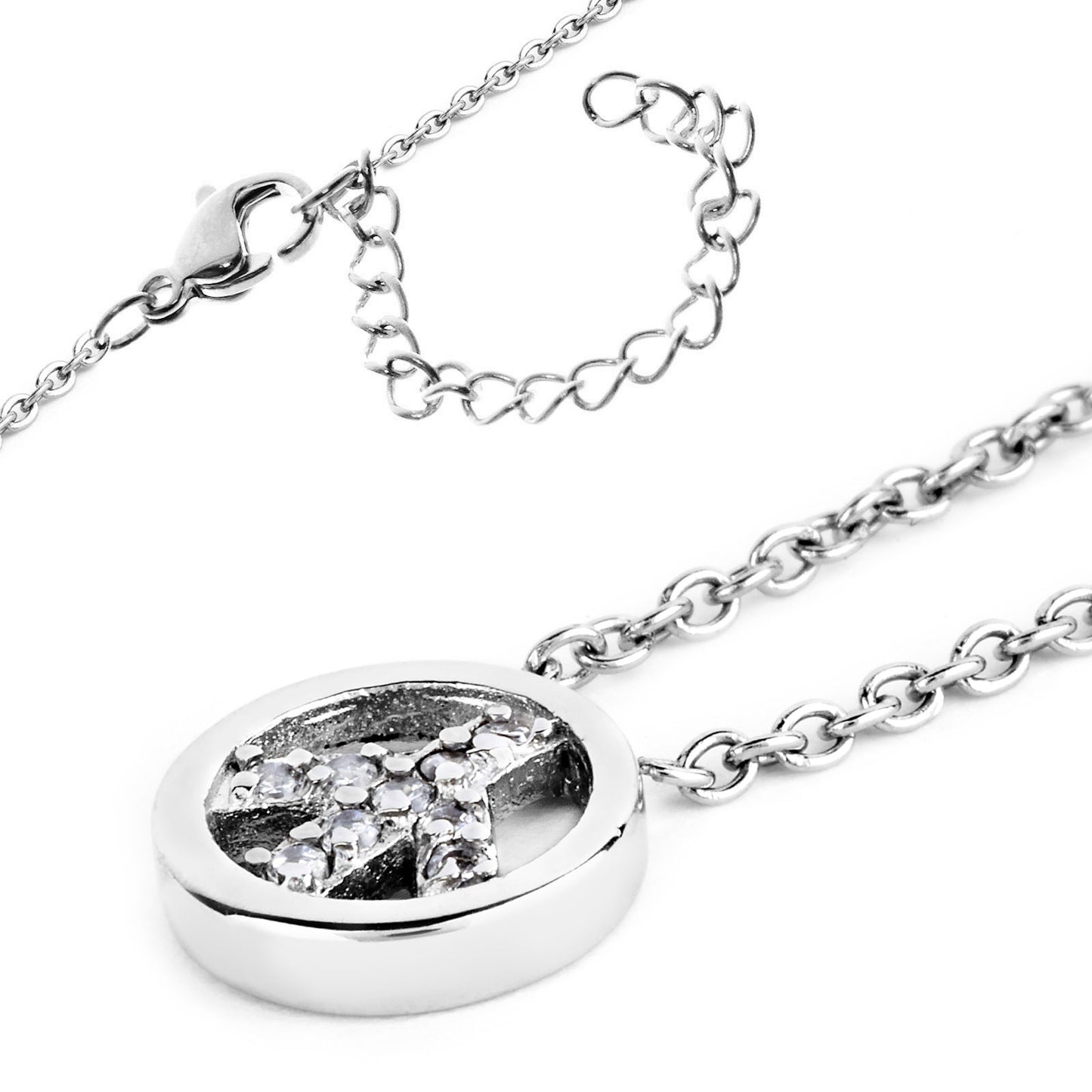 Women's Cubic Zirconia Peace Stainless Steel Necklace - 16"