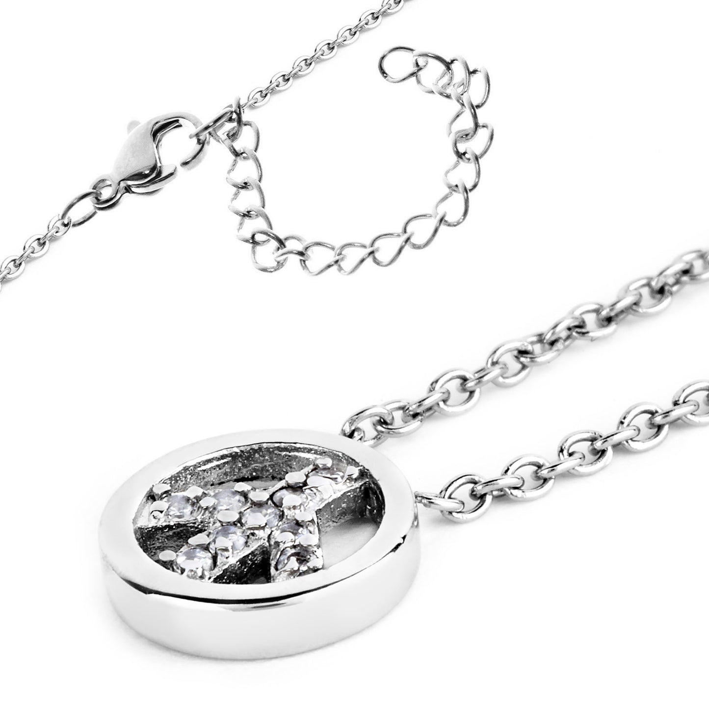 ELYA Cubic Zirconia Peace Stainless Steel Pendant Necklace - 18"