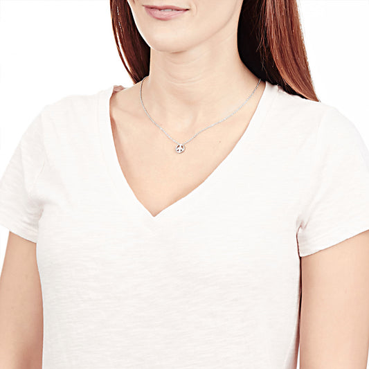 Women's Cubic Zirconia Peace Stainless Steel Necklace - 16"