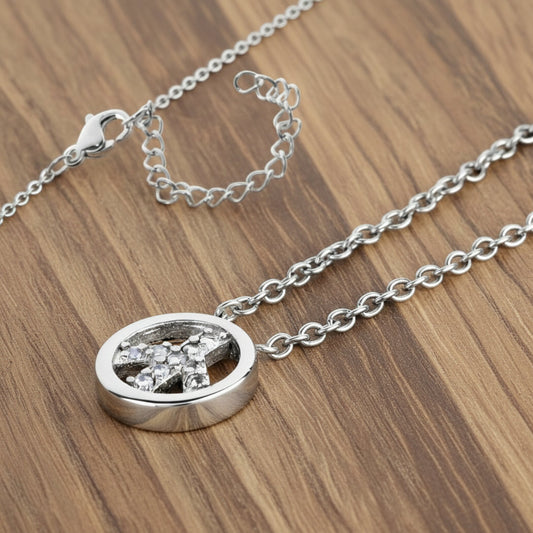 Women's Cubic Zirconia Peace Stainless Steel Necklace - 16"