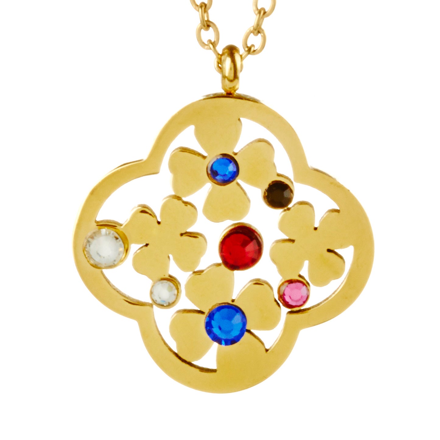 Women's Crystal Geometric Shaped Gold Plated Steel Necklace - 16"