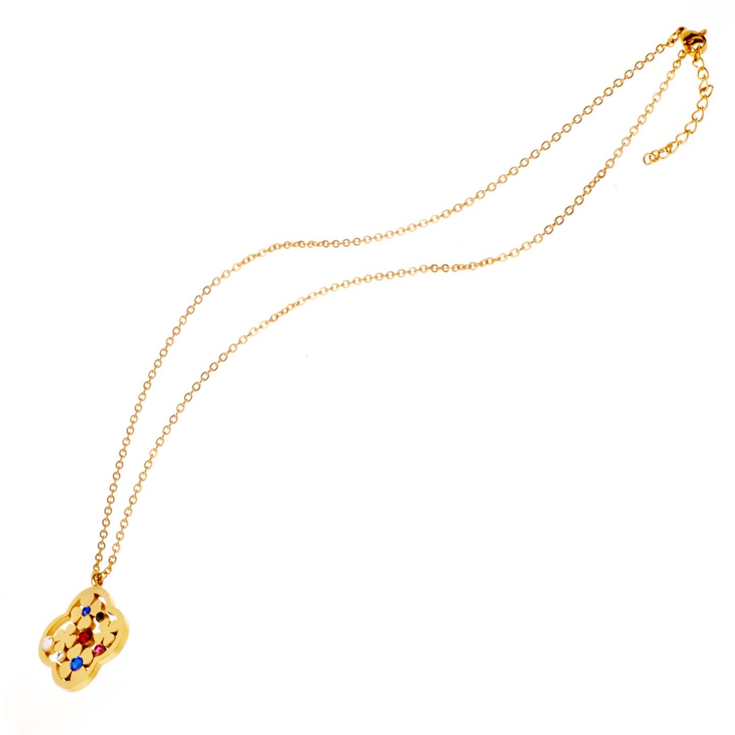 Women's Crystal Geometric Shaped Gold Plated Steel Necklace - 16"