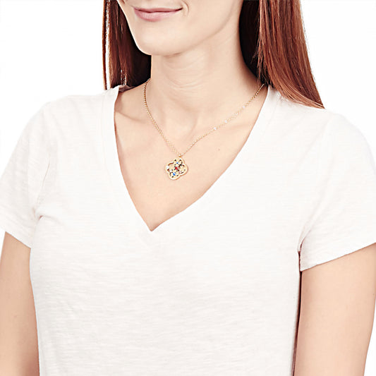 Women's Crystal Geometric Shaped Gold Plated Steel Necklace - 16"