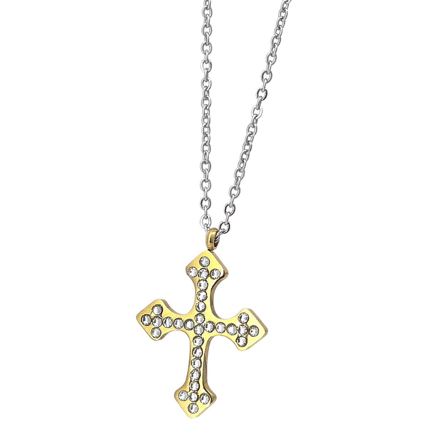 ELYA Women's Cubic Zirconia Cross Gold Plated Necklace - 16"