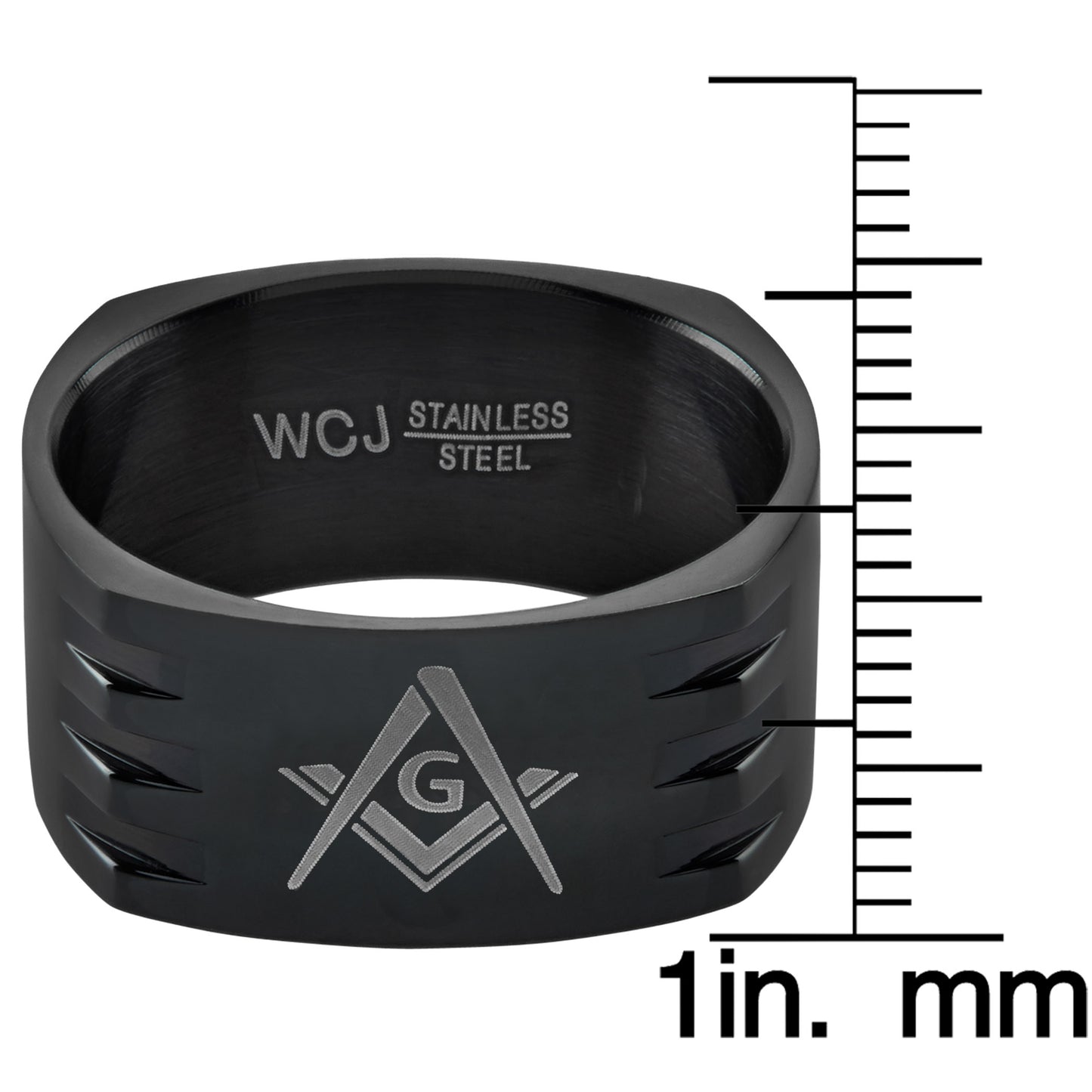 Men's Masonic Stainless Steel Round Square Band Ring