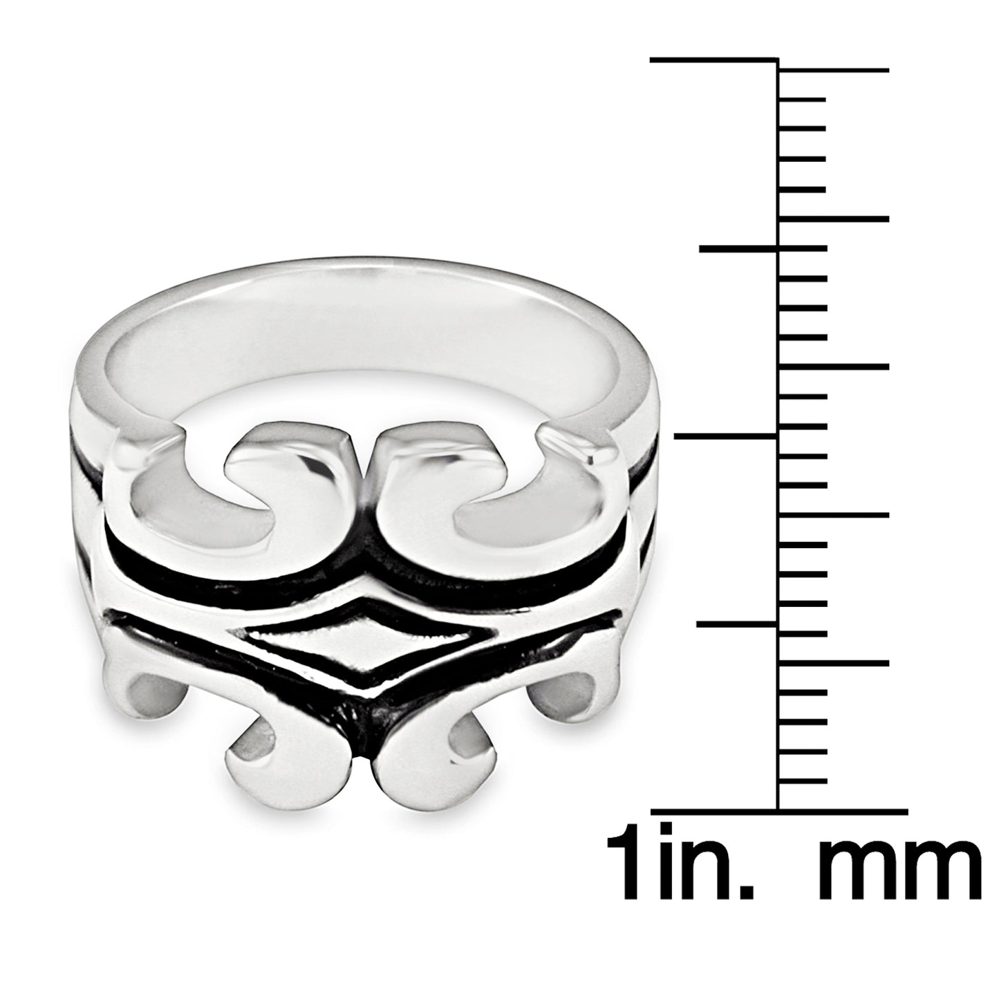 Men's Polished Sideways Fleur De Lis Stainless Steel Ring