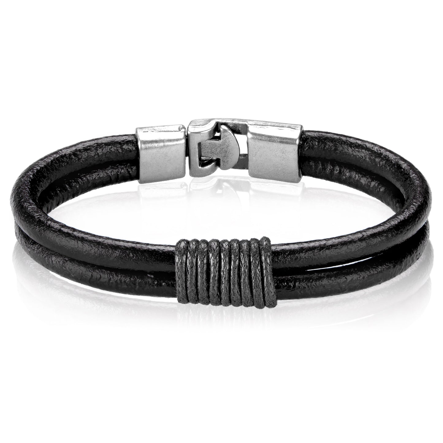 Men's Leather Twined Double Strand Bracelet