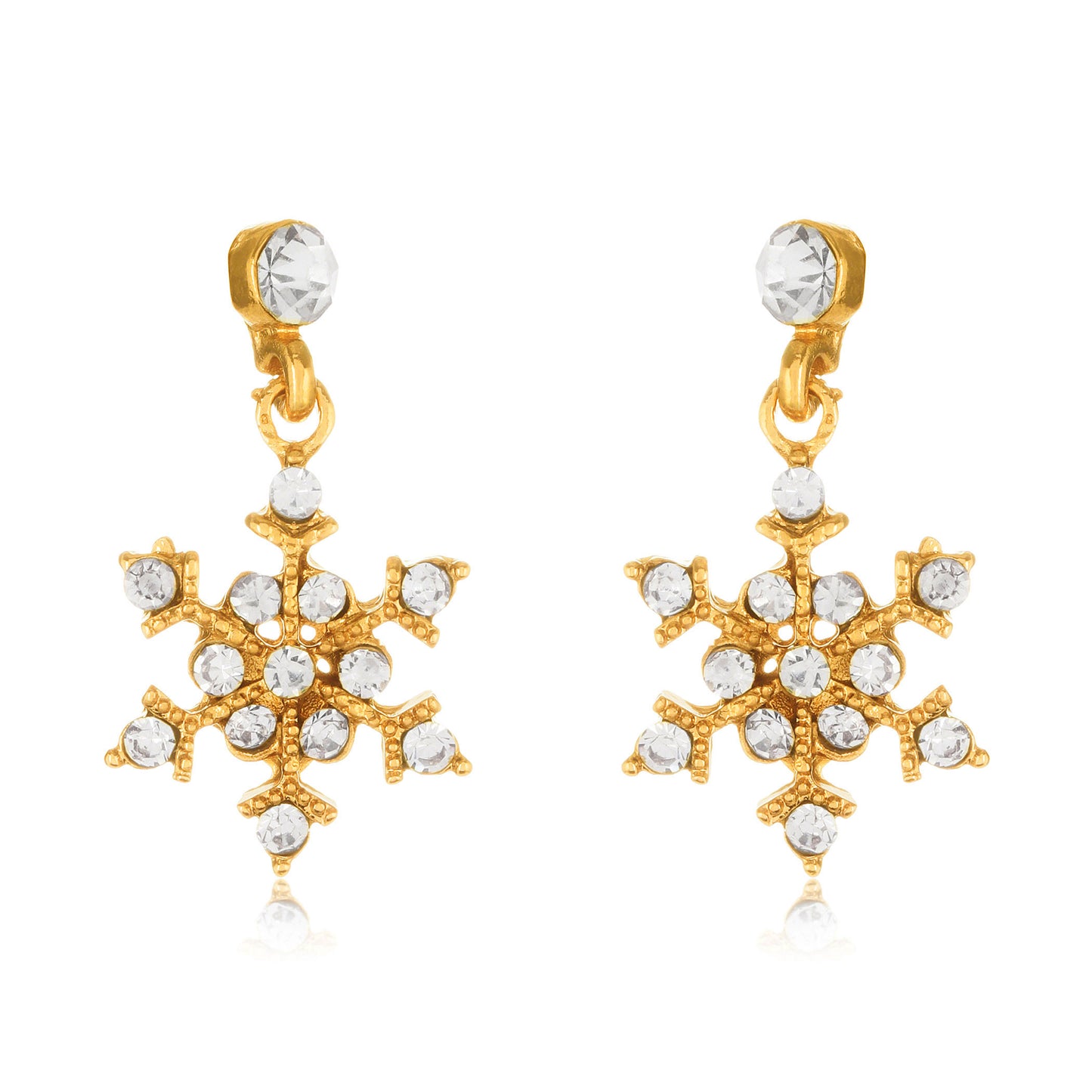ELYA Women's Crystal Snowflakes Dangle Earrings
