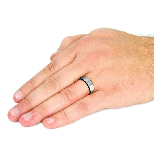 Crucible Black Plated Two Tone Titanium Band Ring (8mm)