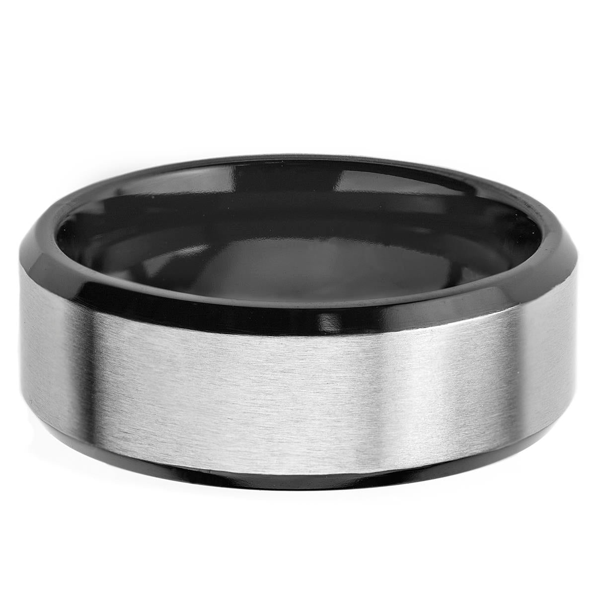 Crucible Black Plated Two Tone Titanium Band Ring (8mm)